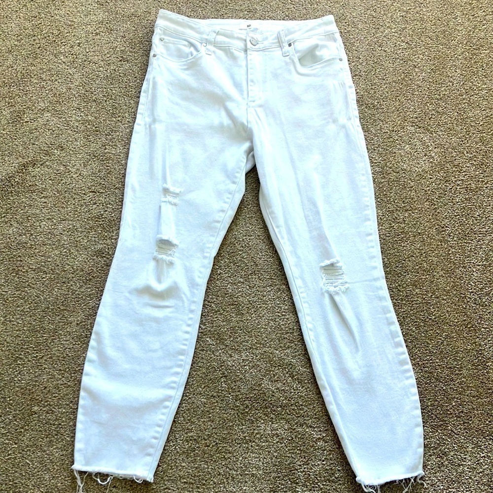 BP Nordstrom Raw Hem Skinny Size 29 High-Rise Stretch White Distressed Jeans